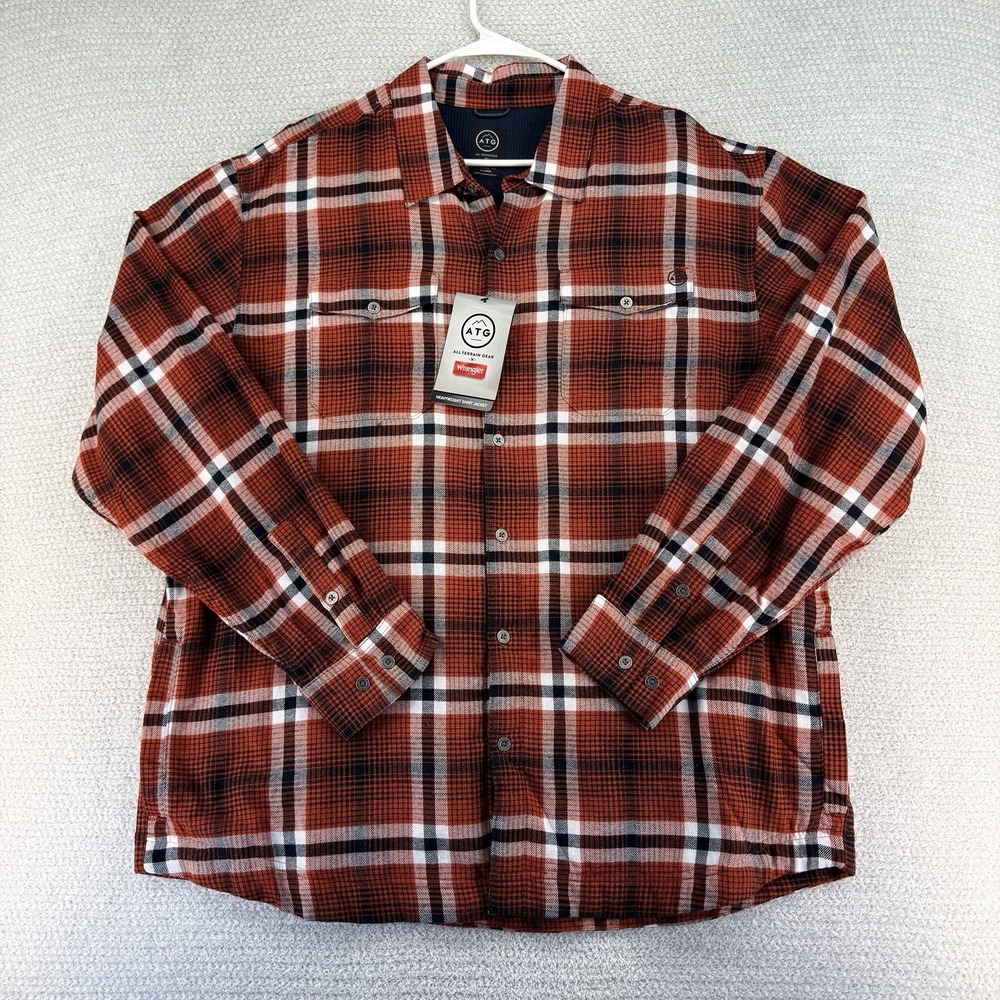 Wrangler ATG Heavyweight Flannel Shirt Jacket Shacket Mens XL Plaid Button Lined